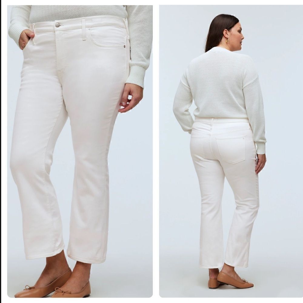 Madewell Mid Rise Kick Out With Magic Pocket White Plus Size